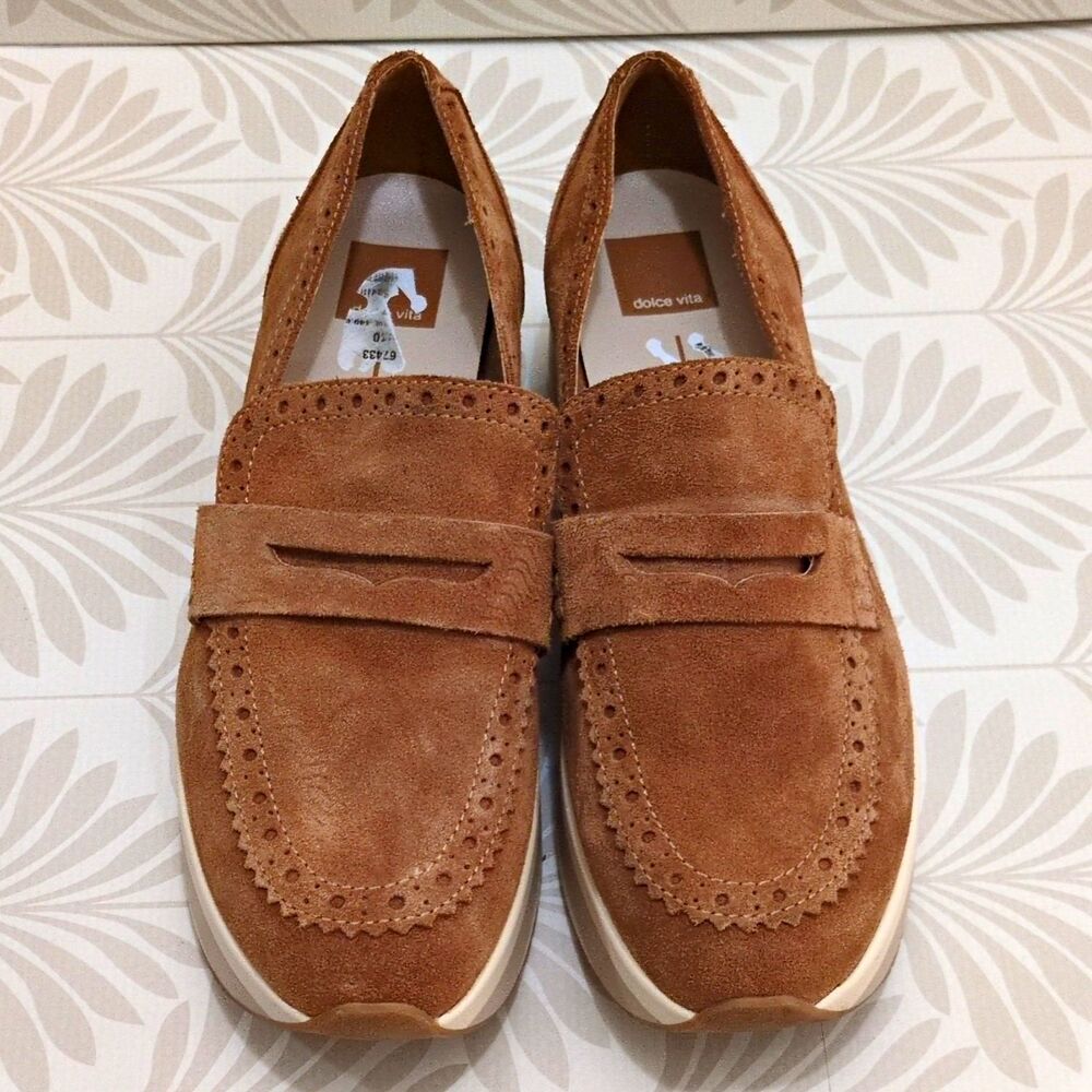 Dolce Vita Men's Brown Suede Penny Loafers Slip-On Brogue Comfort US 10